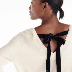 J. Crew Velvet Bow V-Back sweater